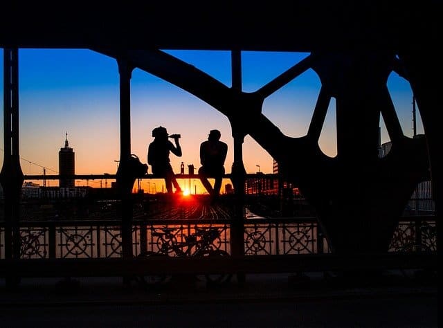 Sunset view from Munich's hacker bridge